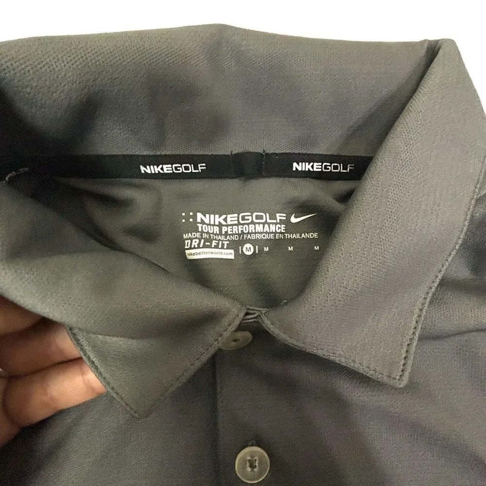 Nike Dri Fit Performance Mens Medium Golf Polo Shirt Dark‎ Gray Tiger Woods